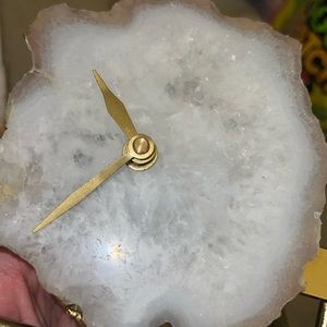 White Marble Gold Automatic ( Battery included) Clock with Gold Stand